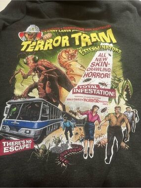 Terror Tram Graphic Tee - Black with Yellow & Green Horror Print
